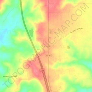 Pine Level topographic map, elevation, terrain