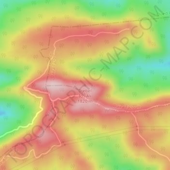 Djebel Ich Ali topographic map, elevation, terrain