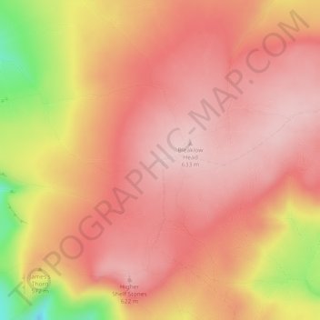 Wain Stones topographic map, elevation, terrain