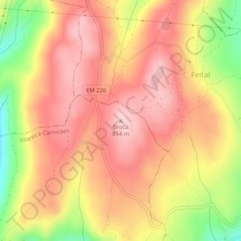 Broca topographic map, elevation, terrain