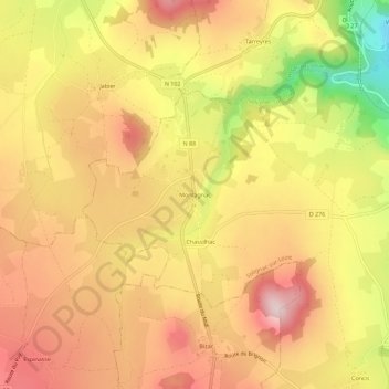Montagnac topographic map, elevation, terrain