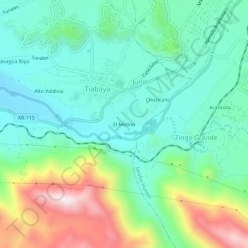 El Molino topographic map, elevation, terrain