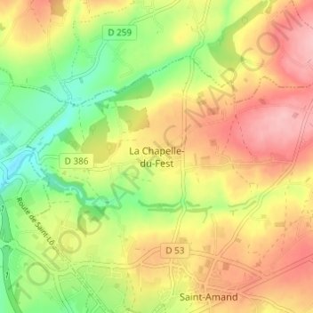 La Chapelle-du-Fest topographic map, elevation, terrain