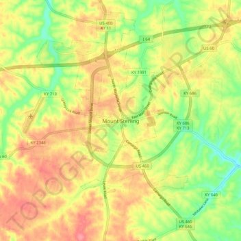 Mount Sterling topographic map, elevation, terrain