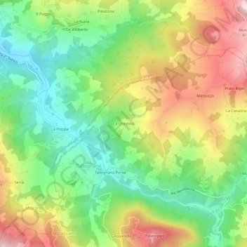 Cà Chiodino topographic map, elevation, terrain