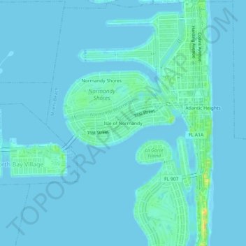 Isle of Normandy topographic map, elevation, terrain