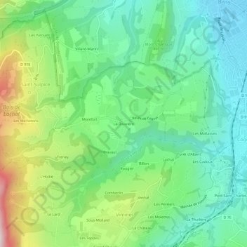 La Bouvière topographic map, elevation, terrain