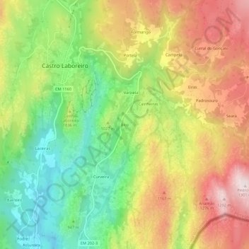 Bico topographic map, elevation, terrain