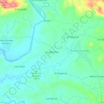 Los Esterillos topographic map, elevation, terrain