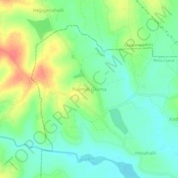 Halmidi Grama topographic map, elevation, terrain