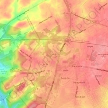 Concord Hills topographic map, elevation, terrain