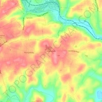 Hephzibah topographic map, elevation, terrain