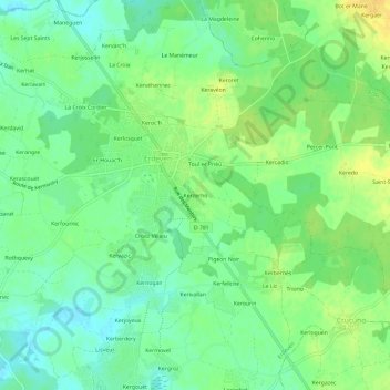 Kerzerho topographic map, elevation, terrain