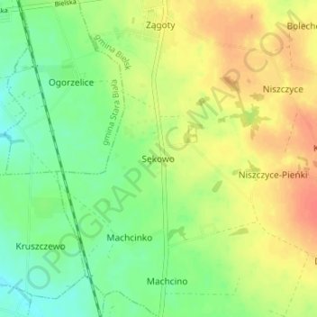 Sękowo topographic map, elevation, terrain