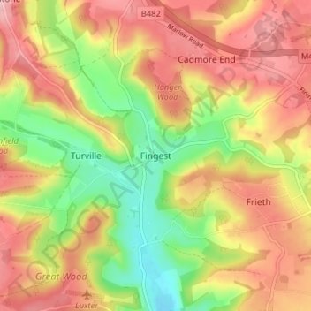 Fingest topographic map, elevation, terrain
