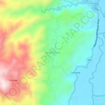 Pamintaran topographic map, elevation, terrain