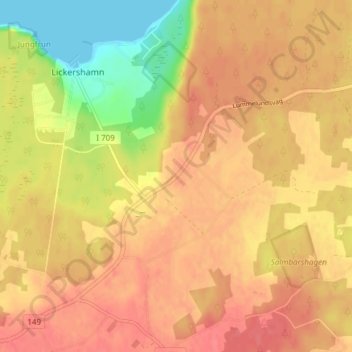 Garde topographic map, elevation, terrain