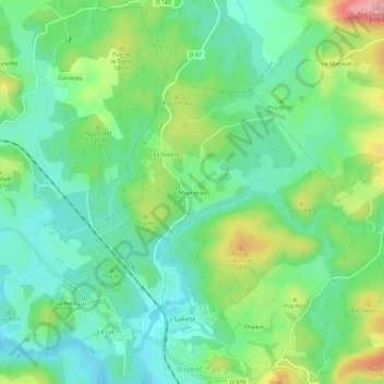 Mouriéras topographic map, elevation, terrain