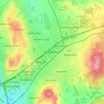 Kraaifontein topographic map, elevation, terrain