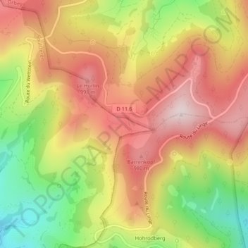 Le Glasborn topographic map, elevation, terrain