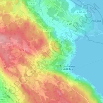 Släda topographic map, elevation, terrain