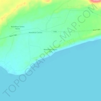 Mantilhue Centro Sur topographic map, elevation, terrain