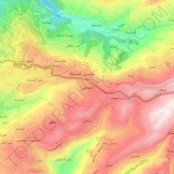 Bhamdoun topographic map, elevation, terrain