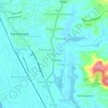 Kuliyankal topographic map, elevation, terrain