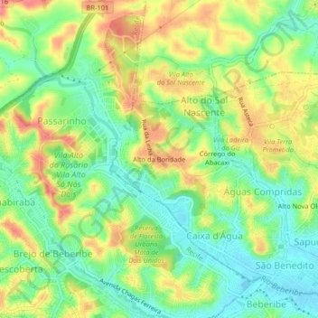 Alto da Bondade topographic map, elevation, terrain