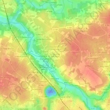 La Galussière Rive Droite topographic map, elevation, terrain