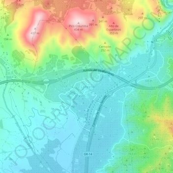 Lobres topographic map, elevation, terrain