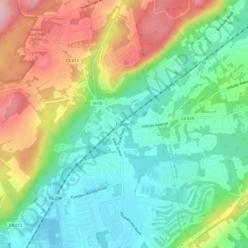 Flanders topographic map, elevation, terrain