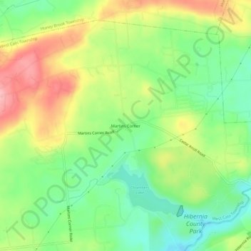 Martins Corner topographic map, elevation, terrain