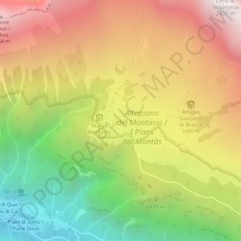 Casere Pecol topographic map, elevation, terrain