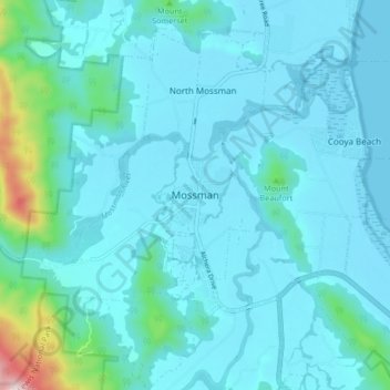 Mossman topographic map, elevation, terrain