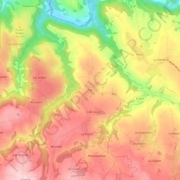 Lax topographic map, elevation, terrain