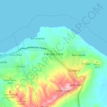 Ciénaga Lejos topographic map, elevation, terrain