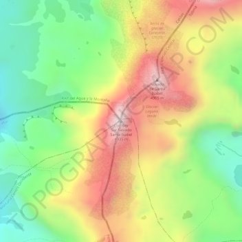 Cumbre Sur Nevado Santa Isabel topographic map, elevation, terrain