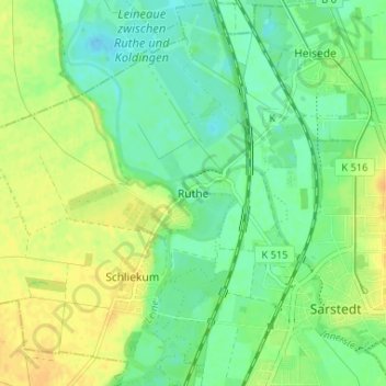 Ruthe topographic map, elevation, terrain