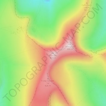 Corn Du topographic map, elevation, terrain