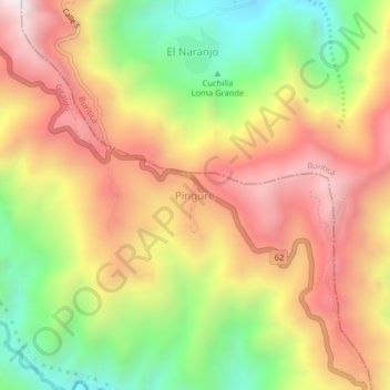 Pinguro topographic map, elevation, terrain