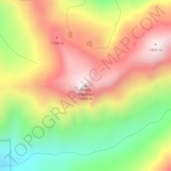 Angry Mountain topographic map, elevation, terrain
