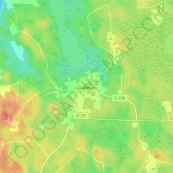Dädesjö topographic map, elevation, terrain
