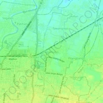 Rejomulyo topographic map, elevation, terrain