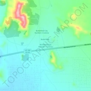 Butterfield City Number 1 Colonia topographic map, elevation, terrain