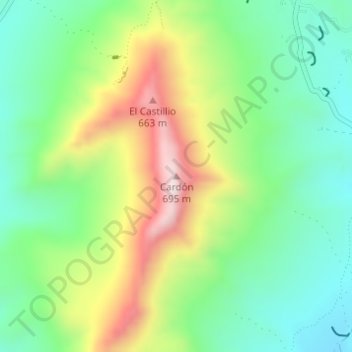 Cardón topographic map, elevation, terrain