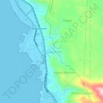 Panjang Utara topographic map, elevation, terrain
