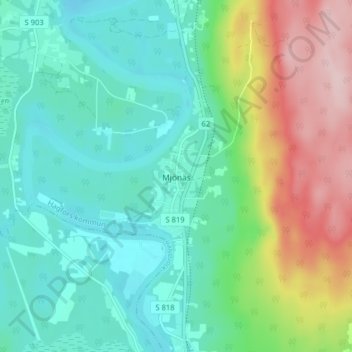 Mjönäs topographic map, elevation, terrain