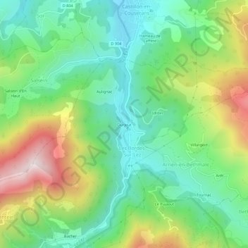 Ourjout topographic map, elevation, terrain