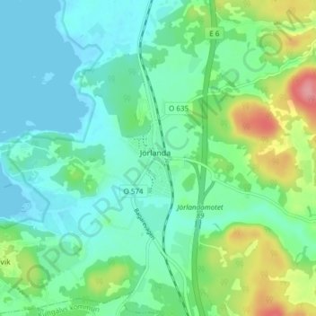 Jörlanda topographic map, elevation, terrain